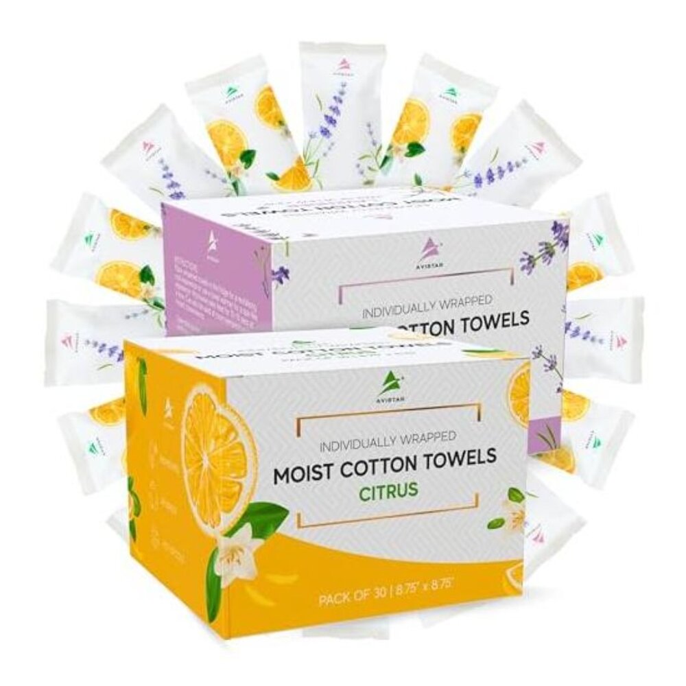 60 Scented Disposable Moist Towelettes Individually Wrapped Face & Hand Towels